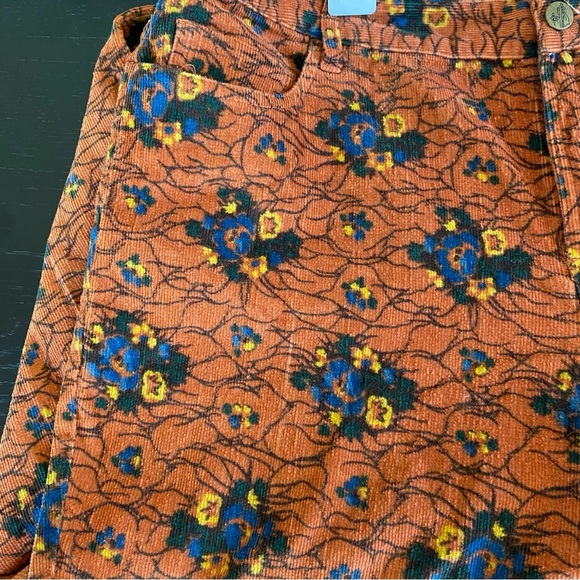 J. Peterman Women’s Orange Floral Corduroy Pants Size 14 Fall Autumn Stretch - Picture 3 of 7